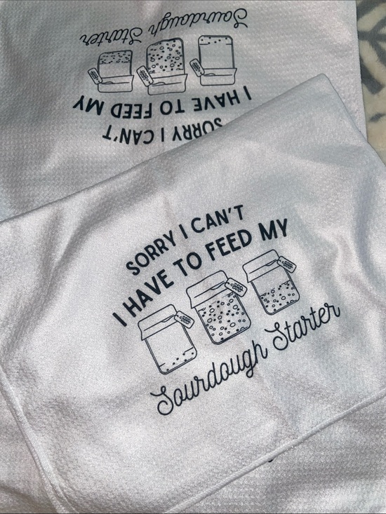 Other - 2 SOURDOUGH STARTER WAFFLE Dish Towels Kitchen Funny Humorous B/W